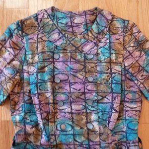 Vintage dress jewel tone rounded collar